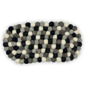 Felt Ball Oval Centre Mat – Multi Grey Colour | www.artisan-gifts.co.uk 1