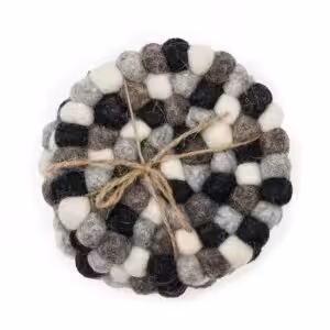Felt Ball Round Coasters – Multi Grey colour (set of 4) | www.artisan-gifts.co.uk 1