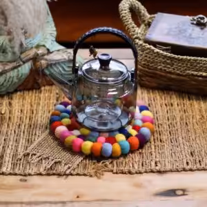 Felt Ball Round Placemat – Multi Colour | www.artisan-gifts.co.uk 1