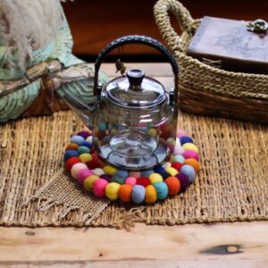 Felt Ball Round Placemat – Multi Colour | www.artisan-gifts.co.uk 1