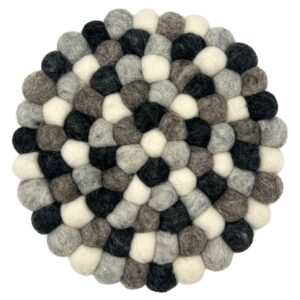 Felt Ball Round Placemat- Multi  Grey Colour | www.artisan-gifts.co.uk 1