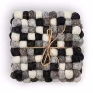 Felt Ball Square Coasters – Multi Grey colour (set of 4) | www.artisan-gifts.co.uk 1