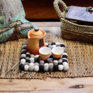 Felt Ball Square Placemat -Multi  Grey Colour | www.artisan-gifts.co.uk 1