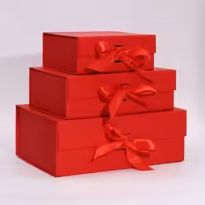 Flat Pack Gift Box - Medium Square (20x18.2x8cm) - Red