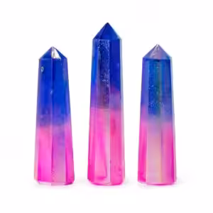 Gemstone Obelisk Point approx 9cm – Aurura Crystal Quartz – Pink & Blue | www.artisan-gifts.co.uk 1
