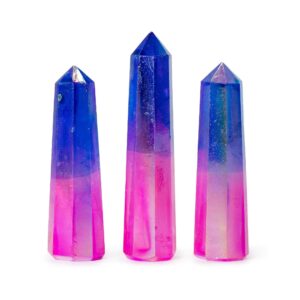 Gemstone Obelisk Point approx 9cm – Aurura Crystal Quartz – Pink & Blue | www.artisan-gifts.co.uk 1