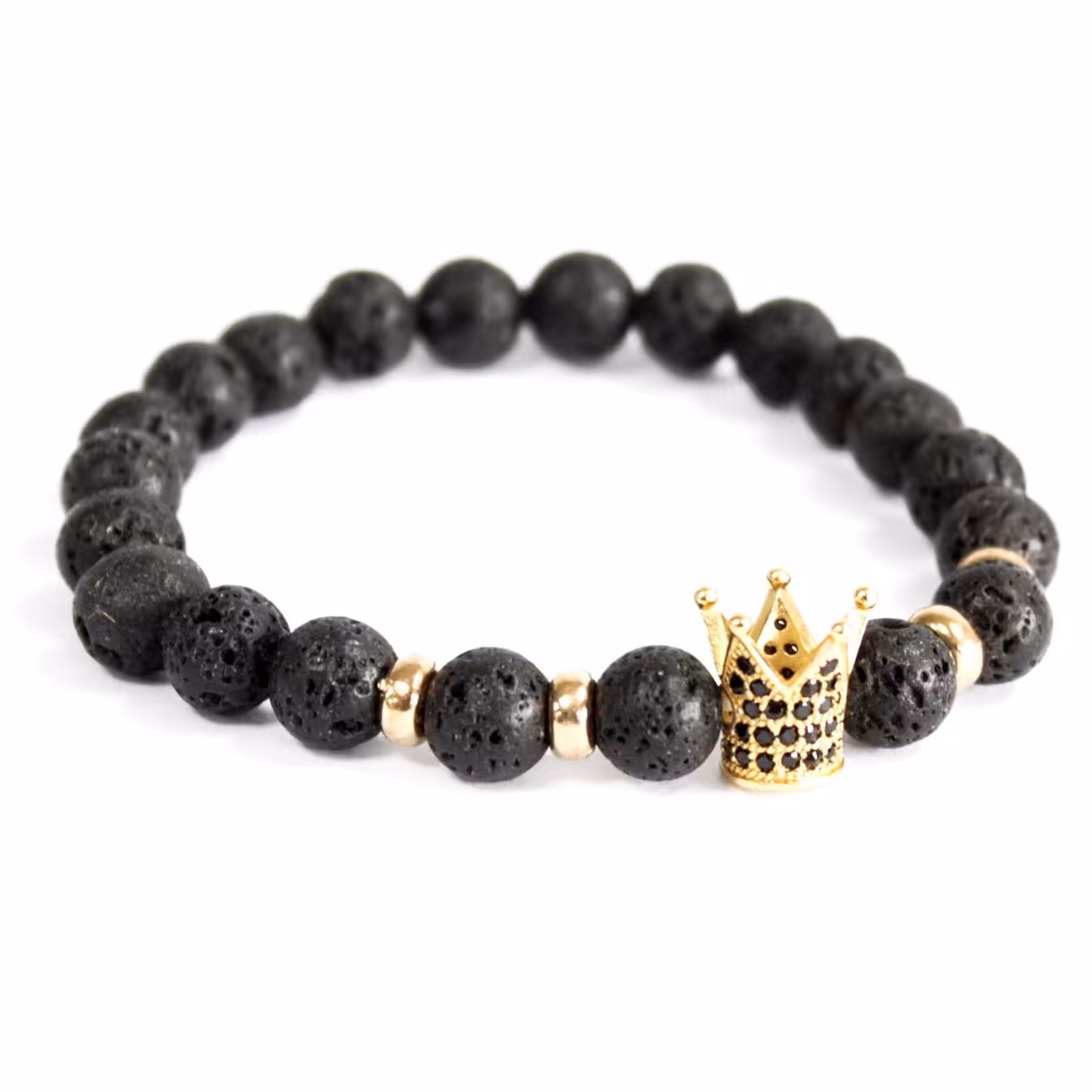 Gold Crown / Lava Stone – Gemstone Bracelet | www.artisan-gifts.co.uk 4 Gold Crown / Lava Stone - Gemstone Bracelet - Image 3