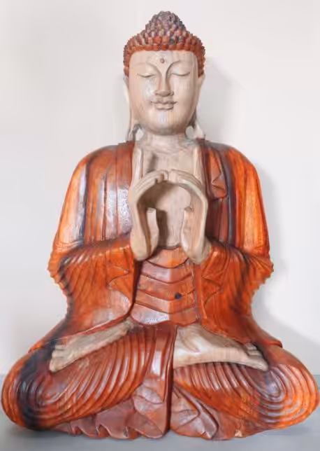 Hand Carved Buddha Statue – 60cm Two Hands | www.artisan-gifts.co.uk 3 Hand Carved Buddha Statue - 60cm Two Hands - Image 2