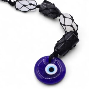 Hanging Stone Pendant – Black Torrmaline & Selonite Tumble- Evil Eye | www.artisan-gifts.co.uk 1