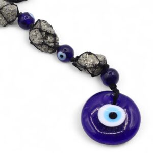 Hanging Stone Pendant – Pirite Stones & Beads- Evil Eye | www.artisan-gifts.co.uk 1