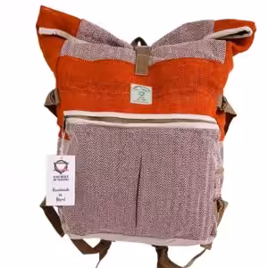 Hemp Trekking Rolling Backpack – Sunset Orange | www.artisan-gifts.co.uk 1