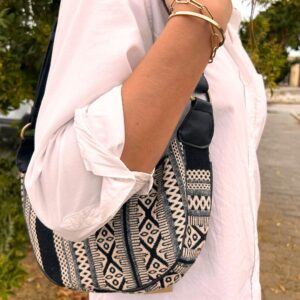 Jacquard Hobo Bag – Grey Metro (black strap) | www.artisan-gifts.co.uk 1