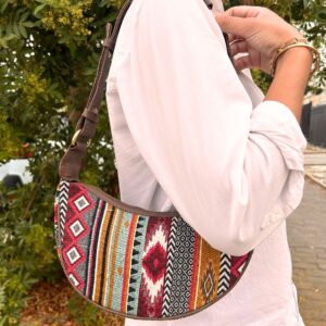Jacquard Hobo Bag – Rich Browns (brown strap) | www.artisan-gifts.co.uk 1
