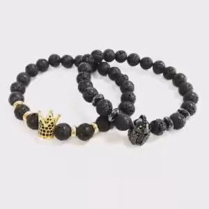 Knight's Helmet / Lava Stone - Gemstone Bracelet