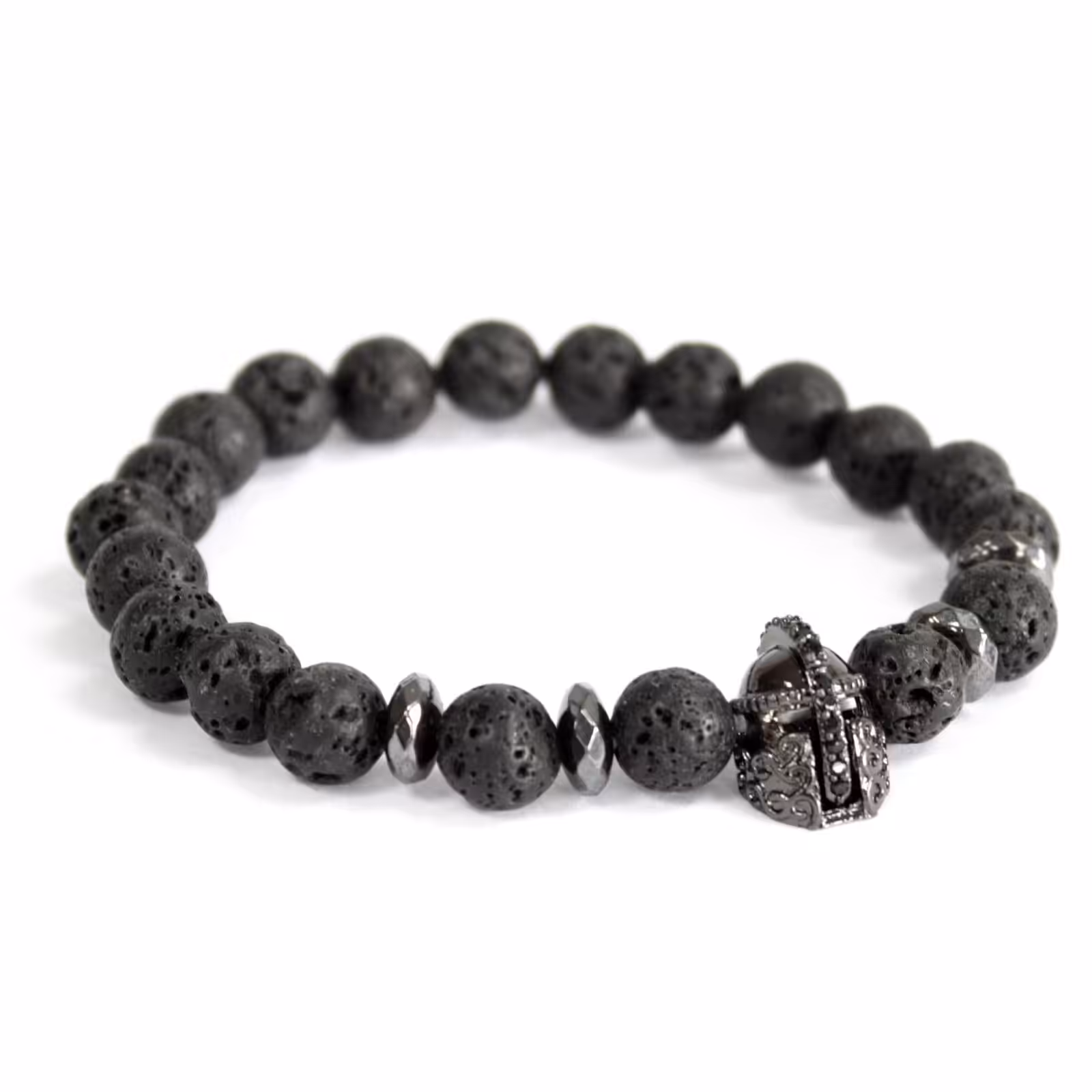 Knight’s Helmet / Lava Stone – Gemstone Bracelet | www.artisan-gifts.co.uk 4 Knight's Helmet / Lava Stone - Gemstone Bracelet - Image 3