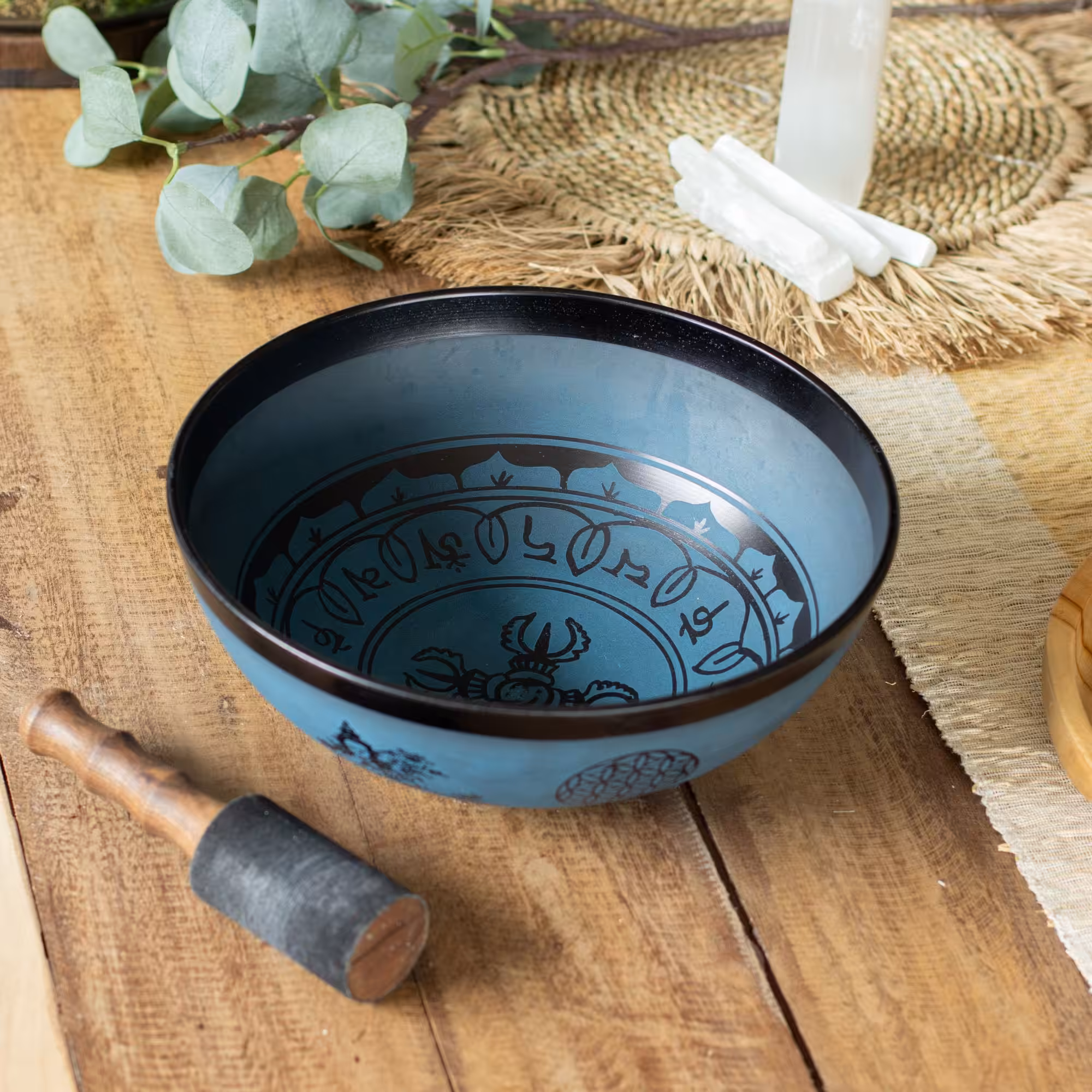 Large Aluminum Singing Bowl – Tibetan Double Dorjy Design – Blue (27cm) | www.artisan-gifts.co.uk 5 Large Aluminum Singing Bowl - Tibetan Double Dorjy Design - Blue (27cm) - Image 4