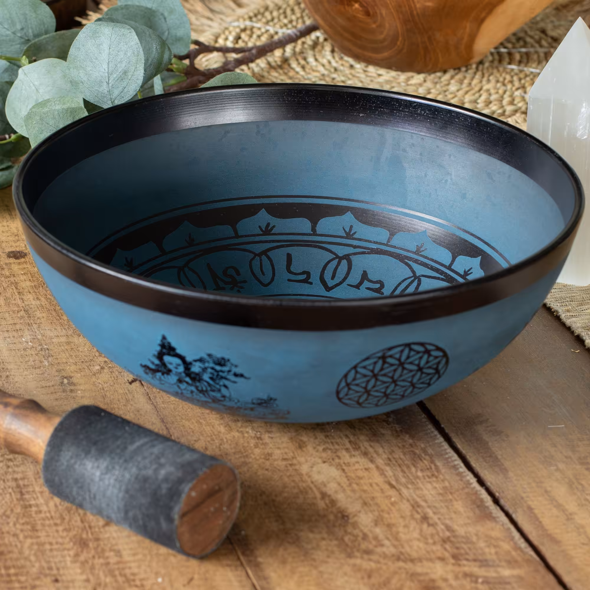 Large Aluminum Singing Bowl – Tibetan Double Dorjy Design – Blue (27cm) | www.artisan-gifts.co.uk 3 Large Aluminum Singing Bowl - Tibetan Double Dorjy Design - Blue (27cm) - Image 2