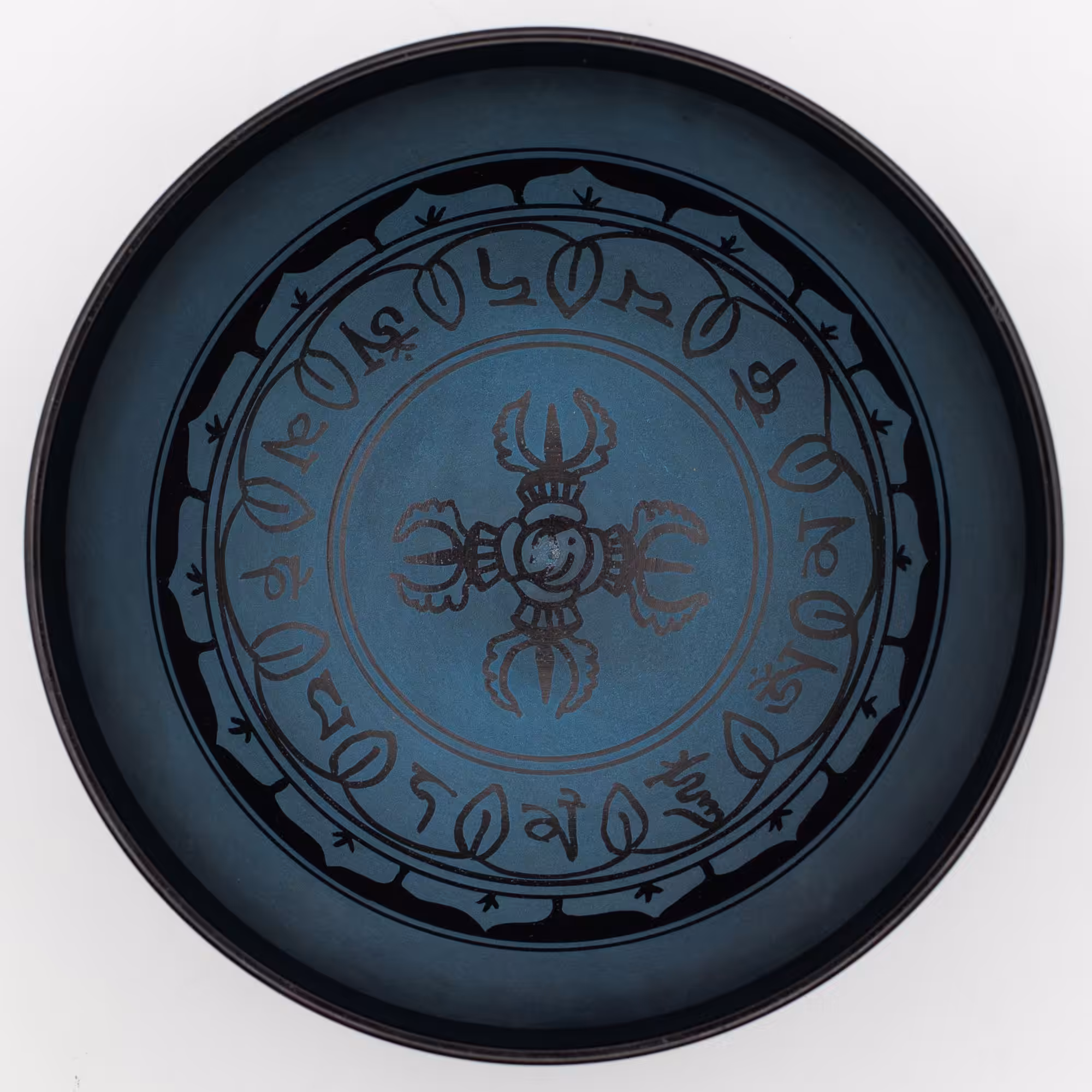 Large Aluminum Singing Bowl – Tibetan Double Dorjy Design – Blue (27cm) | www.artisan-gifts.co.uk 6 Large Aluminum Singing Bowl - Tibetan Double Dorjy Design - Blue (27cm) - Image 5