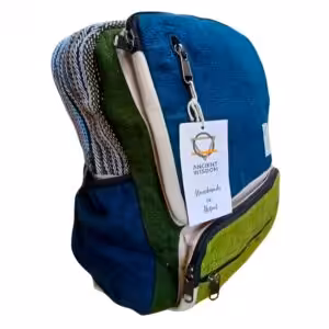 Large Boxy Hemp Backpack – Teal & Sage | www.artisan-gifts.co.uk 1