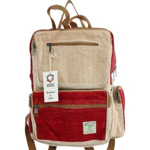 Large Boxy Hemp Backpack – Wine & Cream | www.artisan-gifts.co.uk 1