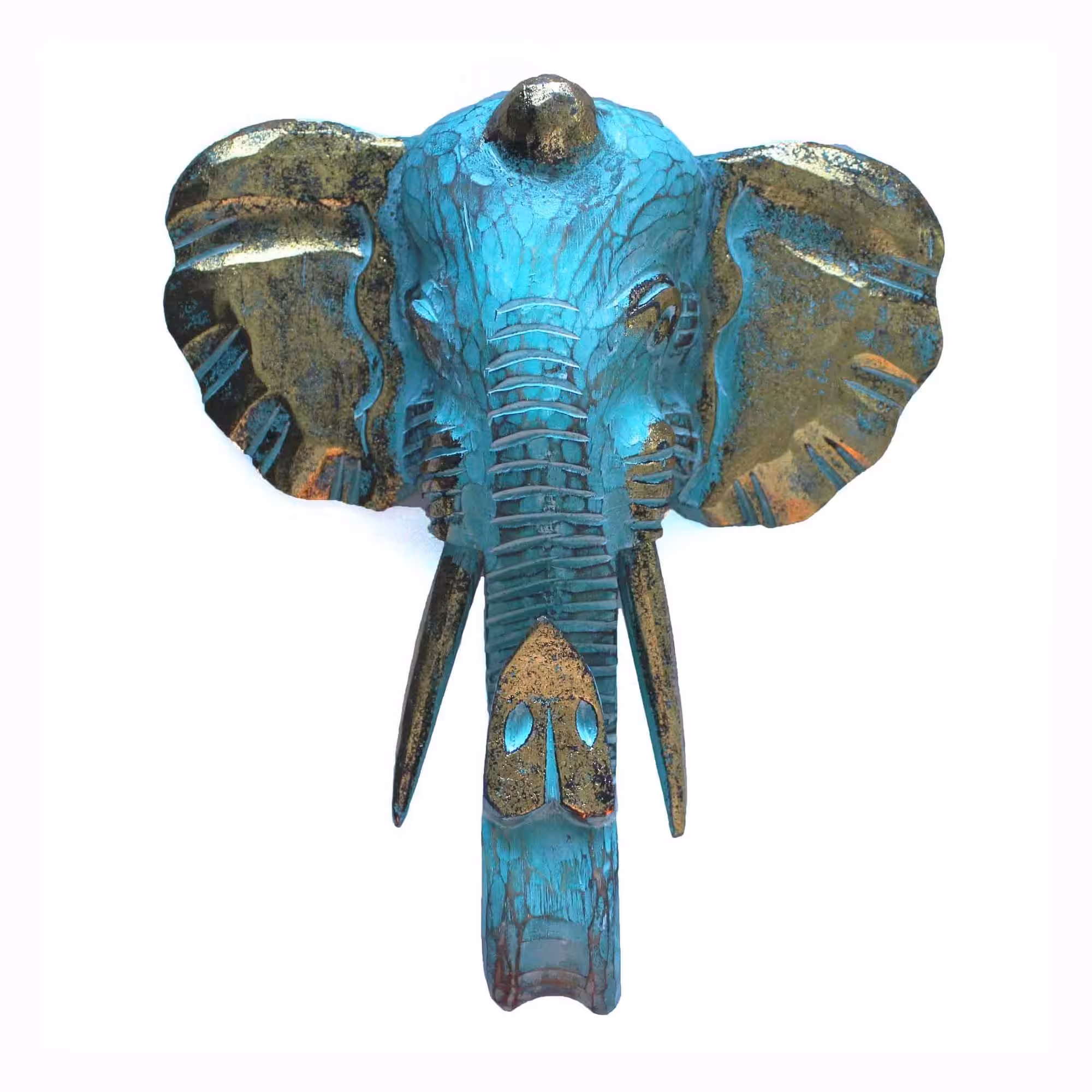 Large Elephant Head – Gold & Turquoise | www.artisan-gifts.co.uk 2 Large Elephant Head - Gold & Turquoise