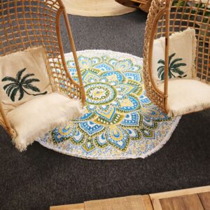 Large Mandala Roundy Art (180cm) – Yellow & Blue | www.artisan-gifts.co.uk 1