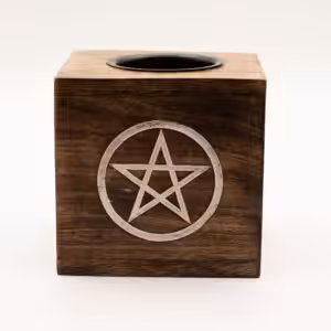 Large Square Mango Wood Oil Burner- Pentagon