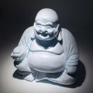 Laughing Buddha Lamp Sky Blue - Round Stand