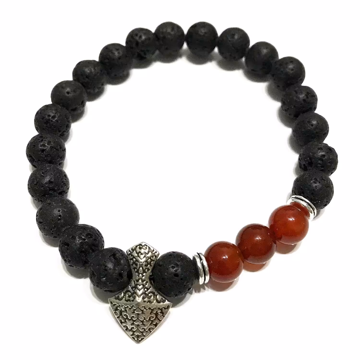 Lava Stone Bracelet – Axe-head Carnelian | www.artisan-gifts.co.uk 2 Lava Stone Bracelet - Axe-head Carnelian