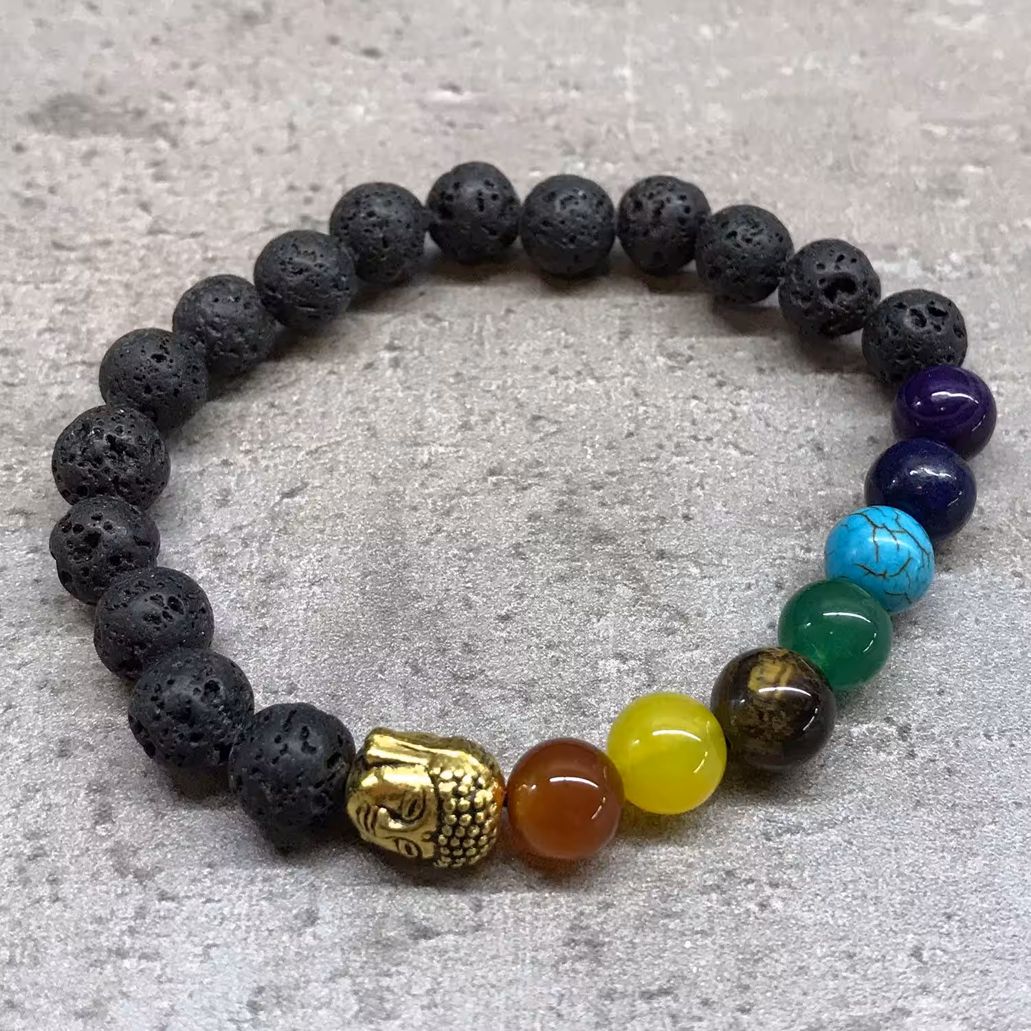Lava Stone Bracelet – Buddha Chakra | www.artisan-gifts.co.uk 3 Lava Stone Bracelet - Buddha Chakra - Image 2