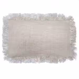 Linen Cushion Cover 30x50cm with fringe