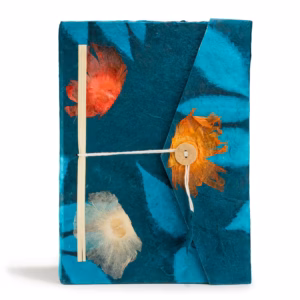 Lokta Bold Floral Notebook – Large (21x15cm) – 45 Leaves – Includes Bookmark – Midnight Blue