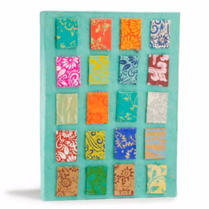 Lokta Mini Tiles Notebook – Large (21x15cm) – 45 Leaves – Includes Bookmark – Teal