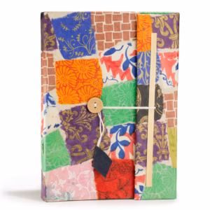 Lokta Patchwork Notebook – Large (21x15cm) – 45 Leaves – Includes Bookmark – Multi Colour