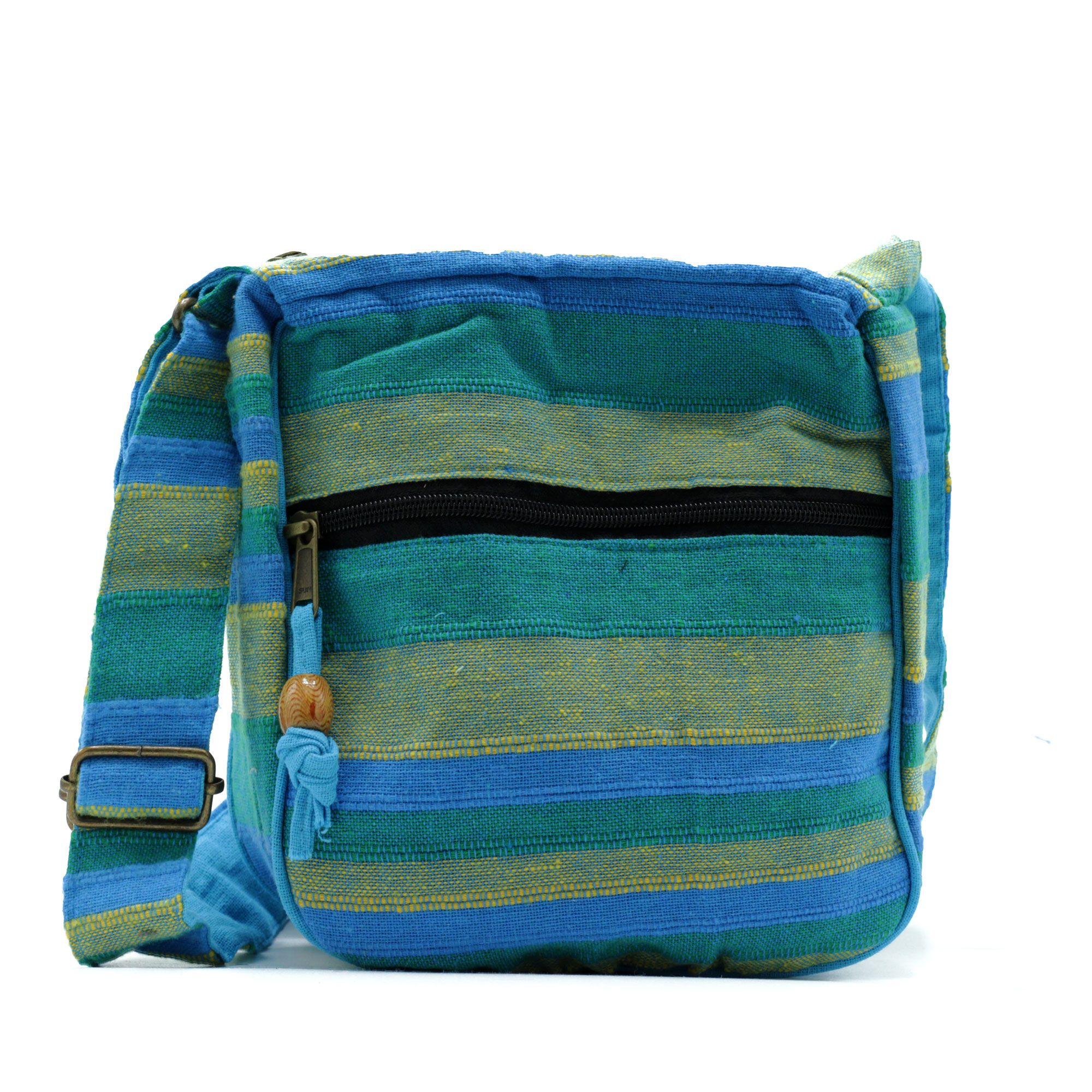 Lrg Nepal Sling Bag (Adjustable Strap) – Spring Meadows Green & Blue | www.artisan-gifts.co.uk 2 Lrg Nepal Sling Bag (Adjustable Strap) – Spring Meadows Green & Blue | www.artisan-gifts.co.uk