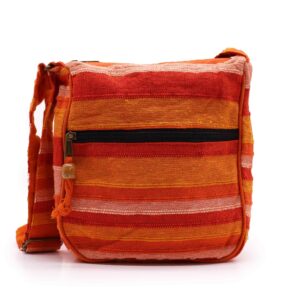 Lrg Nepal Sling Bag  (Adjustable Strap) –  Sunrise Orange | www.artisan-gifts.co.uk 1