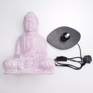 Meditation Buddha Lamp Cherry Crackle - Oval Stand
