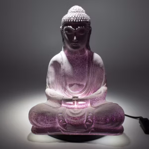 Meditation Buddha Lamp Lavender Crackle - Oval Stand
