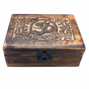 Medium Wooden Keepsake Box 15x10x6cm – Om | www.artisan-gifts.co.uk