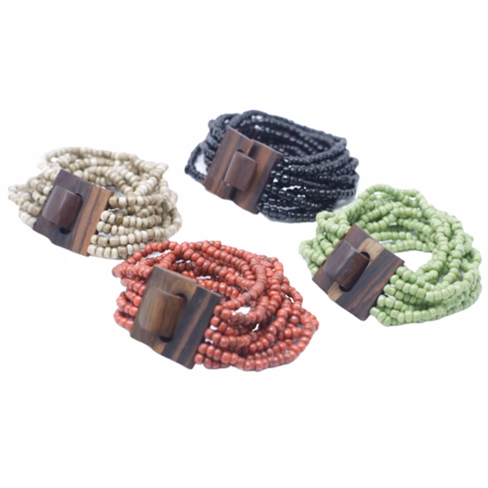 Multi-Bead Bangle Wooden Clasp – Assorted Colours | www.artisan-gifts.co.uk 3 Multi-Bead Bangle Wooden Clasp - Assorted Colours - Image 2