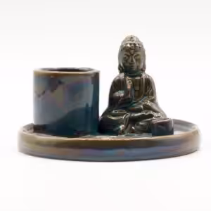 Multi Purpose Buddha Incense Plate - Ceramic Blue