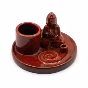 Multi Purpose Buddha Incense Plate - Ceramic Soft Red