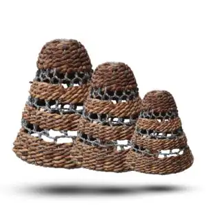 Natural Banana Leaf & Abu-Abu Raffia Lamp Shades – Set of 3 | www.artisan-gifts.co.uk 1