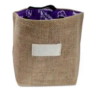 Natural Jute Cotton Gift Bag – Lavender Lining – Large | www.artisan-gifts.co.uk 1