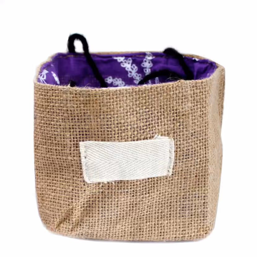 Natural Jute Cotton Gift Bag – Lavender Lining – Medium | www.artisan-gifts.co.uk 3 Natural Jute Cotton Gift Bag - Lavender Lining - Medium - Image 2