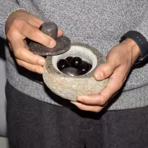 Natural Riverstone Grounding Pot -Medium (aprox 12x8cm)