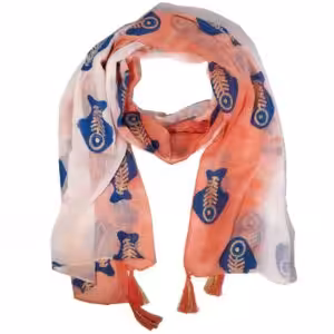 Nomad Sari Aqua Fish Scarf – Coral (180x50cm)