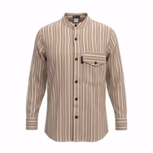 Nomad Sari Grandad Shirt - Brown Beige - Medium