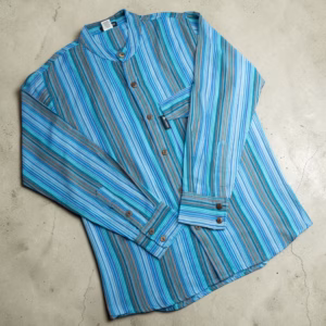 Nomad Sari Grandad Shirt - Turquoise - Medium