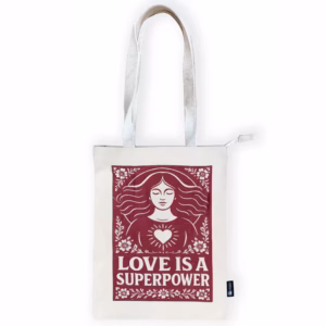 Nomad Sari Iconic Toni Tote Bag - Love is a Super Power - Natural 10oz